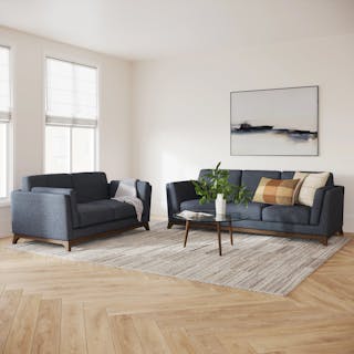 The Super Ceni Bundle, contains products [Ceni 83" Sofa - Denim Blue] and [Ceni 61" Loveseat - Denim Blue].