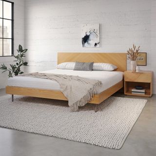 The You've Got it All Bundle - King, contains products [Nera King Low Profile Bed - Oak] and [Nera 1-Drawer Nightstand - Oak].