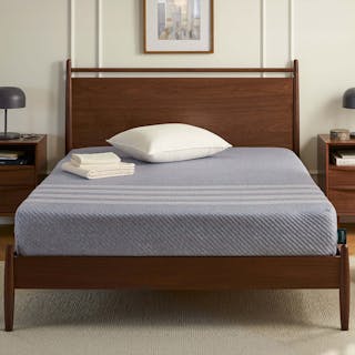 The Leesa Panel Bed Bundle - Studio Queen, contains products [Lenia Queen Panel Bed - Walnut] and [Leesa Studio Queen Mattress].