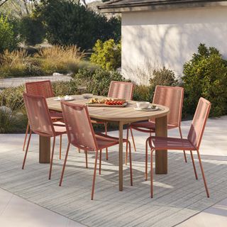 Daphne Extendable Dining Table x Zina Dining Chair Bundle - Primary View 1 of 7 (Click To Zoom).