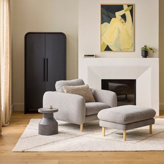 The Sanders Lounge Bundle, contains products [Sanders 37" Lounge Chair - Hestia Gray] and [Sanders 35.5" Ottoman - Hestia Gray].