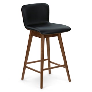 Sede Leather Swivel Counter Stool - Walnut and Black