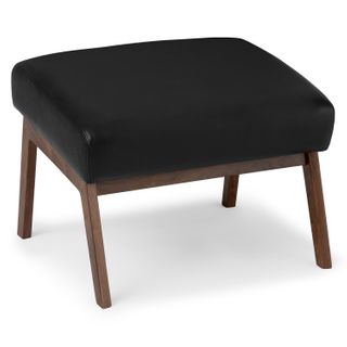 Otio 22" Leather Ottoman - Walnut and Black