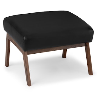 Otio 22" Leather Ottoman - Walnut and Black