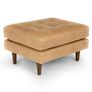 Sven 30" Tufted Leather Ottoman - Charme Tan