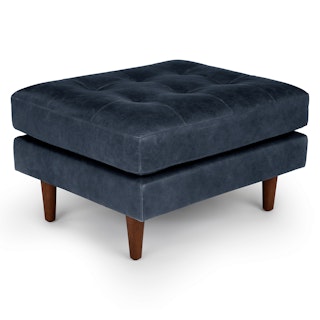 Sven 30" Leather Ottoman - Oxford Blue