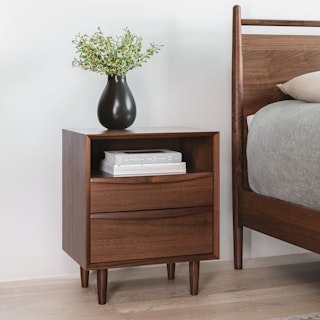 Lenia Walnut 2-Drawer Nightstand