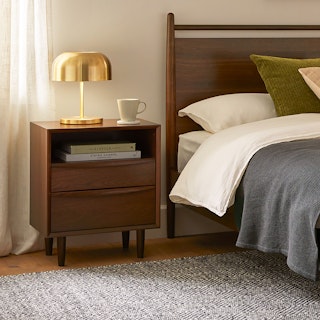 Lenia Walnut 2-Drawer Nightstand