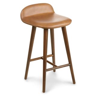 Sede Leather Counter Stool - Walnut and Toscana Tan