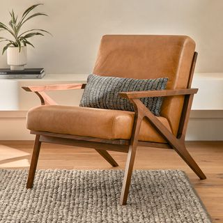 Otio 26" Leather Lounge Chair - Walnut and Toscana Tan