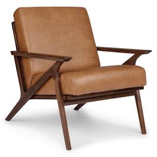 Otio 26" Leather Lounge Chair - Walnut and Toscana Tan