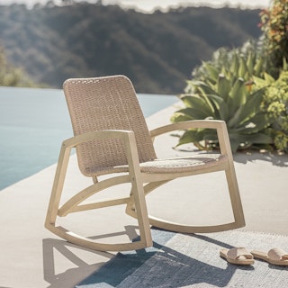 Lynea 27.25" Outdoor Rocking Lounge Chair - Brushed Taupe