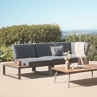Kezia 100" Outdoor Modular Sofa - Whale Gray