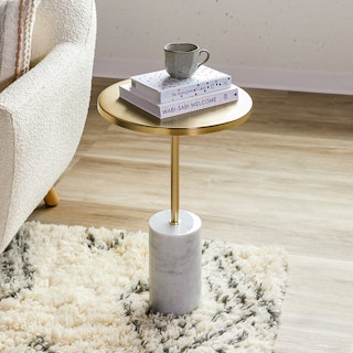 Narro Marble Side Table - Brass