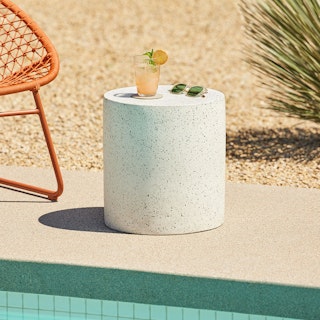 Solina Outdoor Stool - White Terrazzo