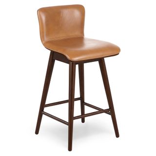 Sede Leather Swivel Counter Stool - Walnut and Toscana Tan