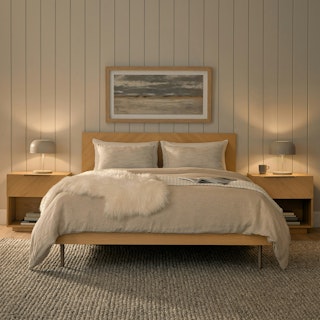Nera Queen Low Profile Bed - Oak