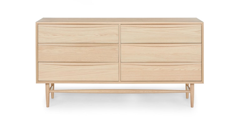 Lenia White Oak 6-Drawer Double Dresser - Primary View 1 of 13 (Open Fullscreen View).