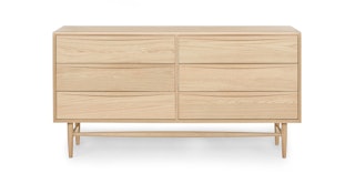 Lenia White Oak 6-Drawer Double Dresser