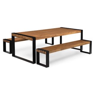 Lubek 94.5" Outdoor Dining Set - Tuscan Brown