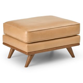 Timber 31" Leather Ottoman - Charme Tan