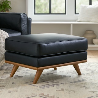 Timber 31" Leather Ottoman - Charme Black