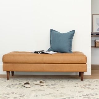 Sven 56" Tufted Leather Bench - Charme Tan