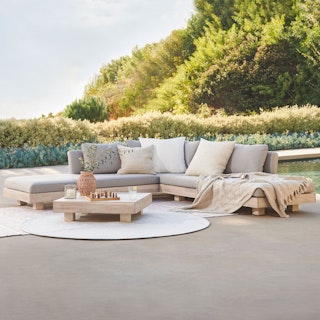Lubek 100.5" Outdoor Low Corner Sectional Set - Beach Sand