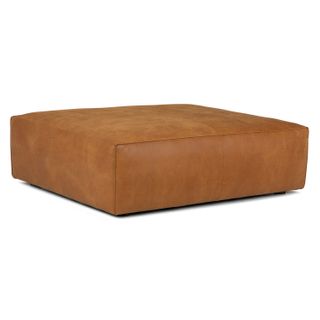 Cigar 47" Leather Ottoman - Rawhide Tan