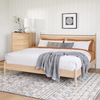 Lenia King Panel Bed - White Oak