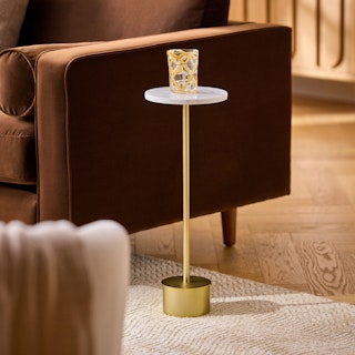 Tarvok Marble Drinks Table - Brass