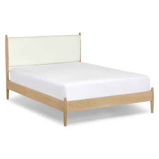 Lenia Queen Upholstered Bed - White Oak and Lunaria White Bouclé