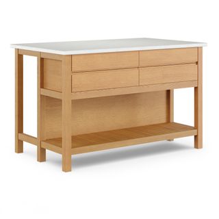 Quincy 57.5" Kitchen Island - Oak