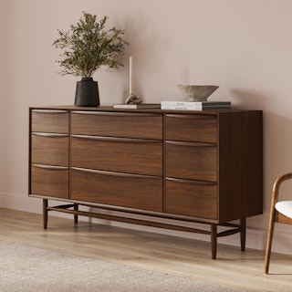 Lenia Walnut 9-Drawer Dresser