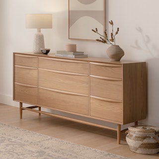 Lenia 9-Drawer Triple Dresser - White Oak