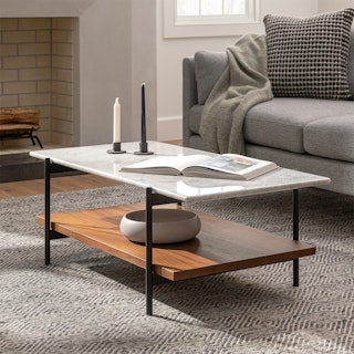 Agotu 44" Marble Coffee Table - Walnut