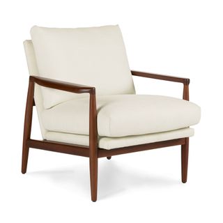 Bavel 28.5" Lounge Chair - Walnut and Field Ivory