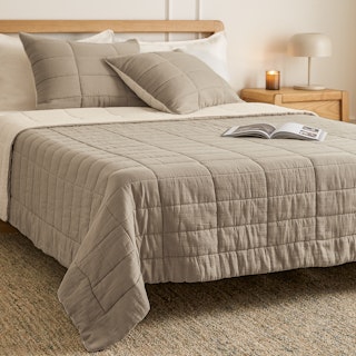 Leni Queen Cotton Gauze Quilt - Duo Taupe