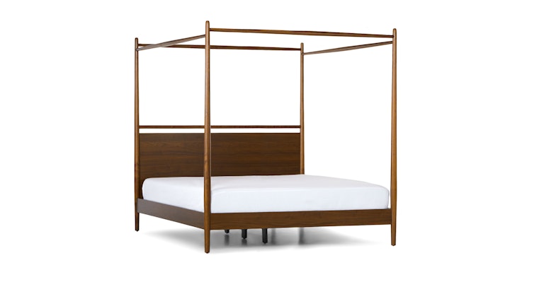 Lenia Walnut King Canopy Bed - Primary View 1 of 16 (Open Fullscreen View).