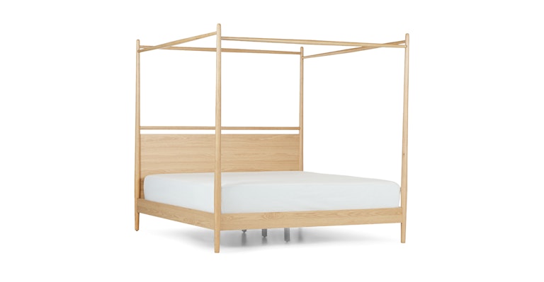 Lenia White Oak King Canopy Bed - Primary View 1 of 16 (Open Fullscreen View).