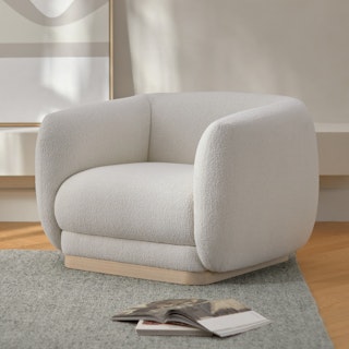 Pinni Ivory Wool Bouclé Lounge Chair