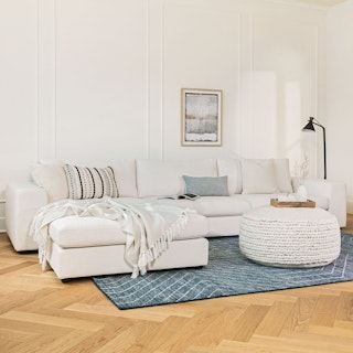 Beta 133.5" Left Modular Sectional - Quartz White