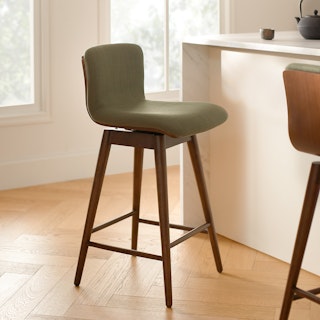 Sede Swivel Counter Stool - Walnut and Olio Green