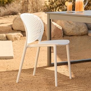 Dot Outdoor Stackable Dining Chair - White