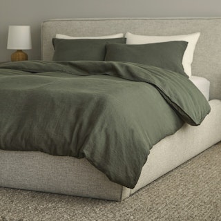 Alto King Linen Duvet Cover - Green