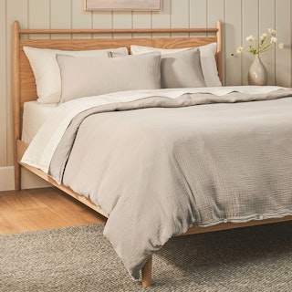 Leni Queen Cotton Gauze Duvet Cover - Taupe