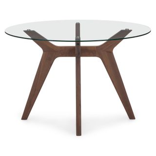Emmer 47.25" Glass Dining Table - Walnut