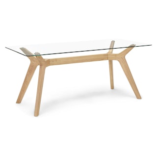 Emmer 71" Glass Dining Table - Oak