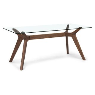 Emmer 71" Glass Dining Table - Walnut
