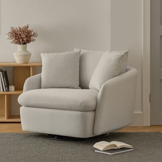 Leigh 47" Grand Swivel Lounge Chair - Silver Ivory
